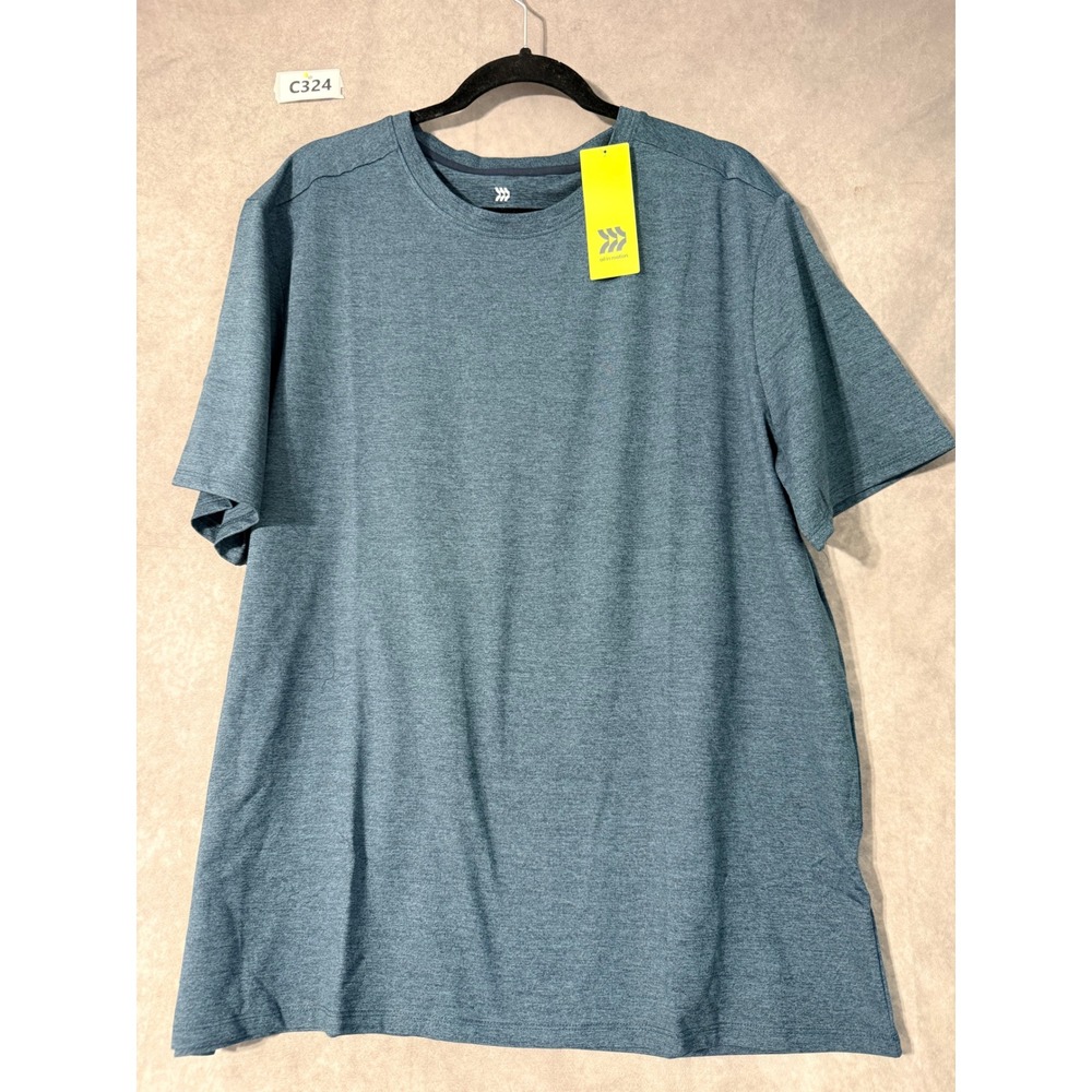 All In Motion Mens Performance Short Sleeve T-Shirt Heathered Blue Large NWT